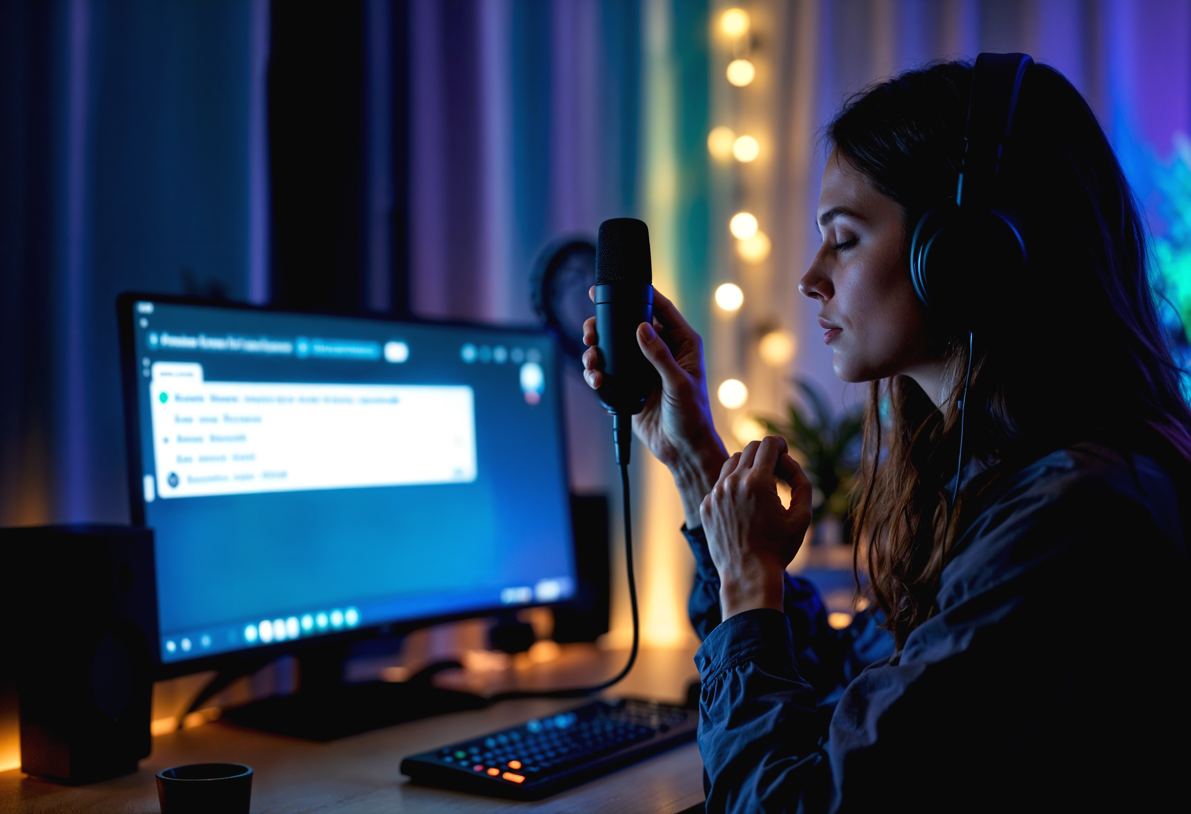 woman-recording-podcast-home